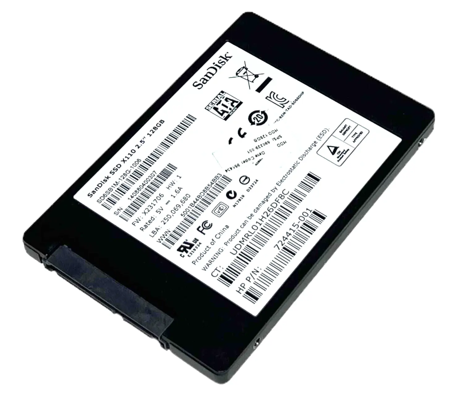 HP SanDisk X110 SD6SB1M-128G-1006 2.5" SATA III 724415-001 665961-001 SSD
