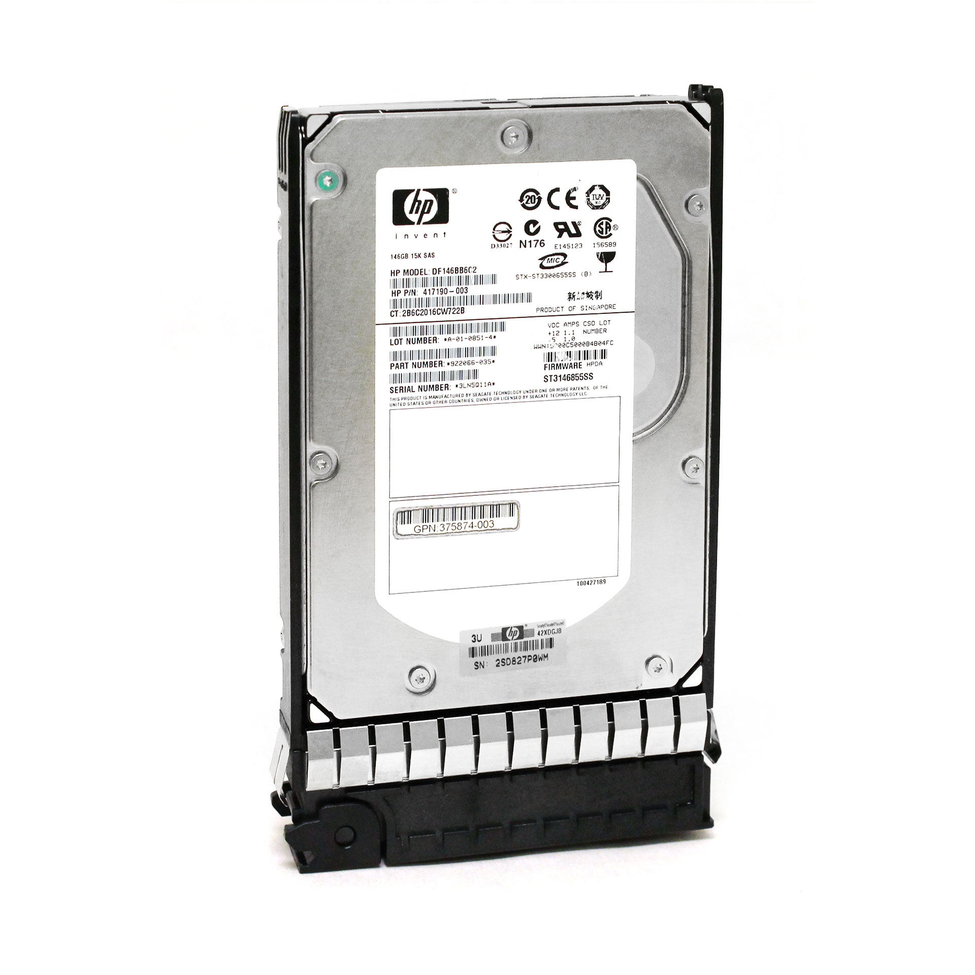 HP 146GB DF146BB6C2 15K SAS 3.5" 417190-003 376595-001 HDD - Click Image to Close