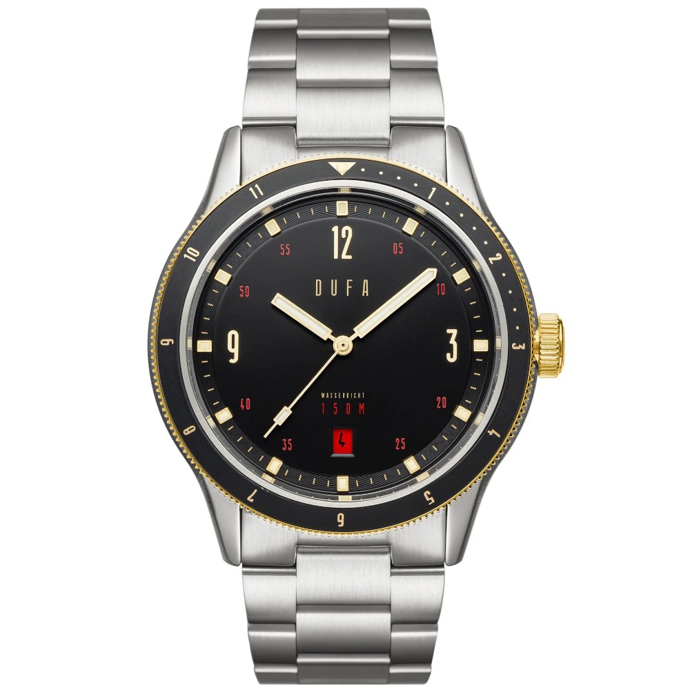DuFa Caviar Black 41mm Automatic Diver Men's Watch 15ATM DF-9034-55