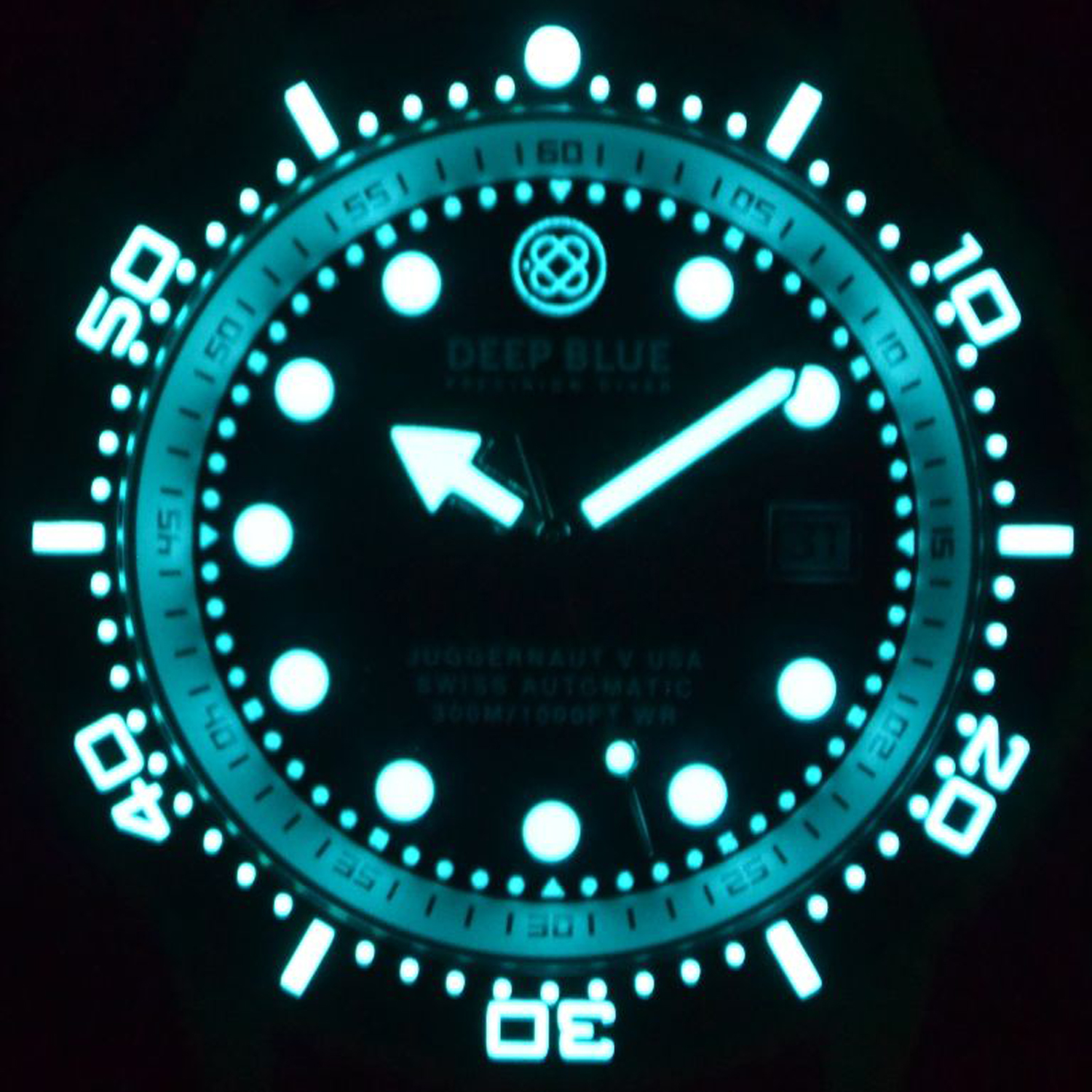 Deep Blue Juggernaut V USA Automatic Swiss Movement Men's Diver Watch Blue Bezel/Blue Dial - Click Image to Close