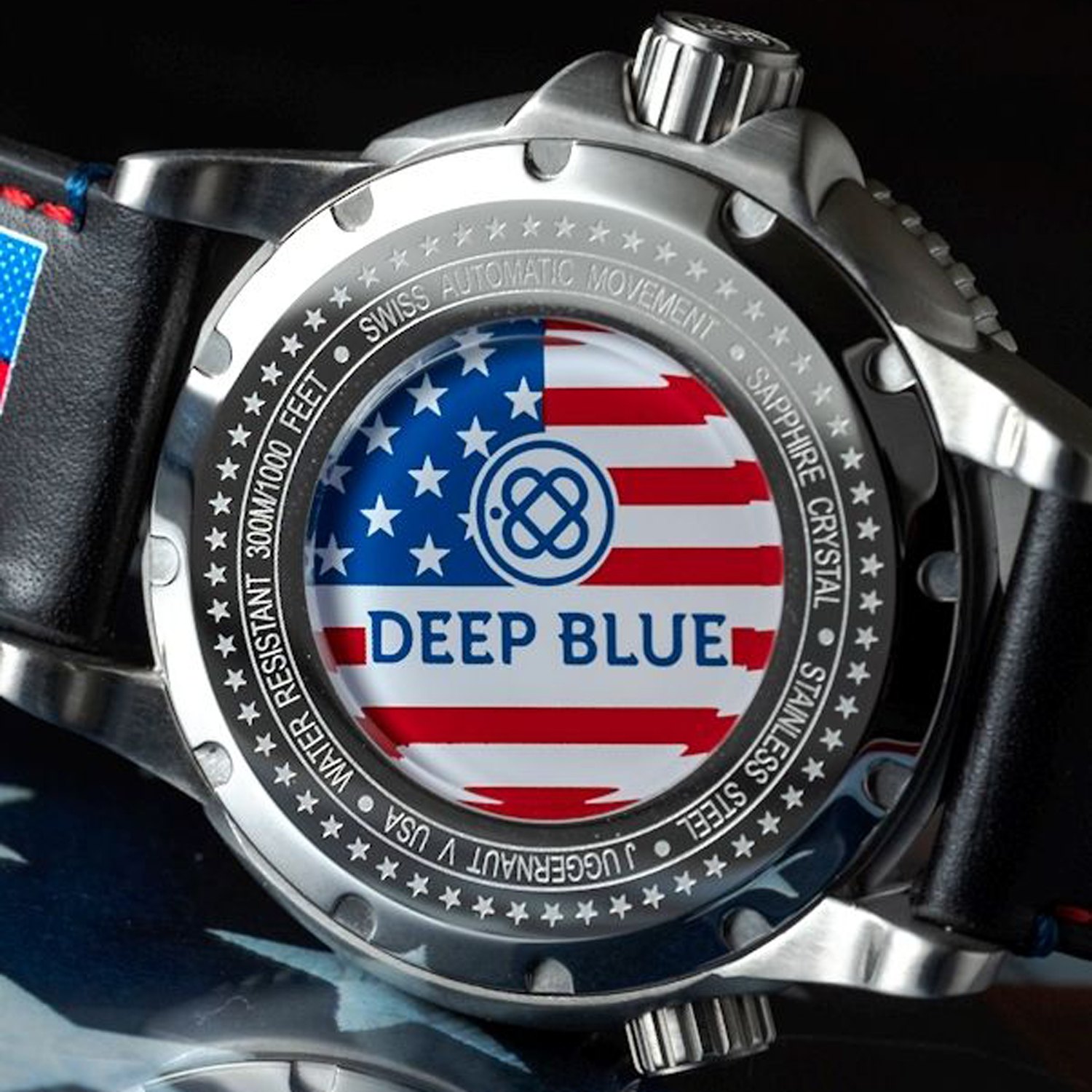 Deep Blue Juggernaut V USA Automatic Swiss Movement Men's Diver Watch Blue Bezel/Blue Dial
