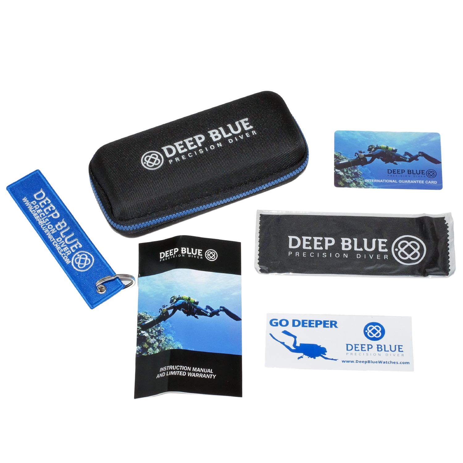 Deep Blue Ocean Diver 500 Automatic Men's Diver Watch Black-Blue Bezel / Black-Blue Dial