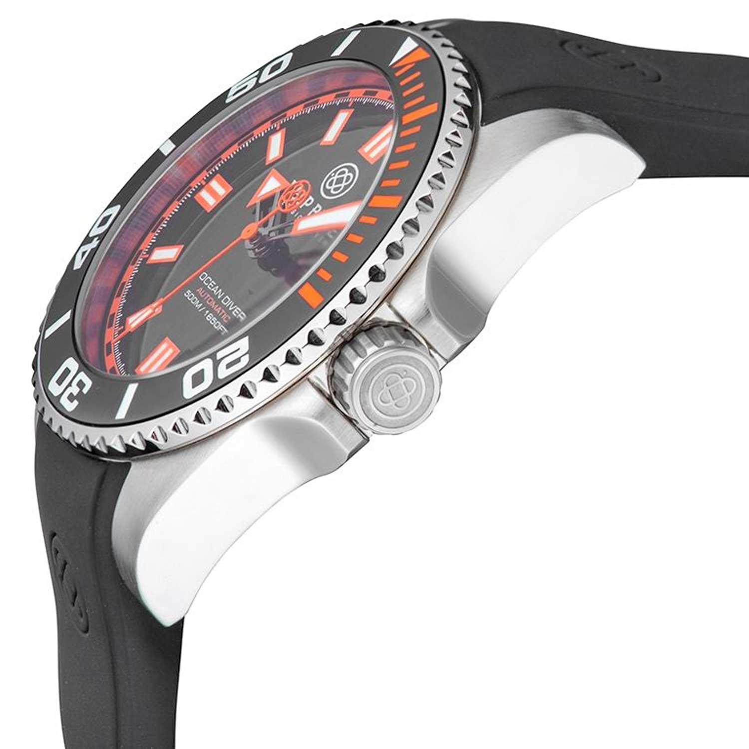 Deep Blue Ocean Diver 500 Automatic Men's Diver Watch BlackRed Bezel / BlackRed Dial