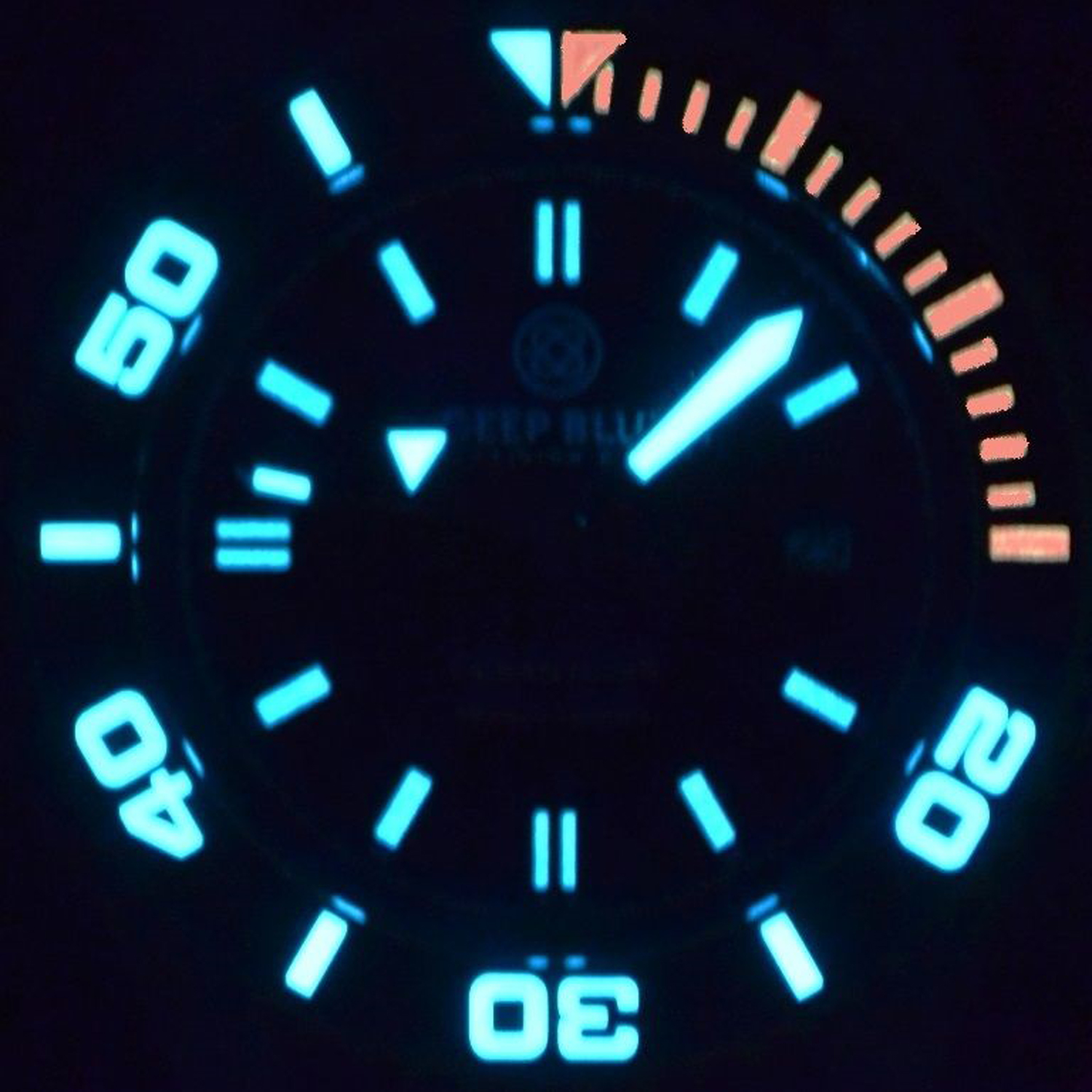 Deep Blue Ocean Diver 500 Automatic Men's Diver Watch Black-Red Bezel / Black-Red Dial - Click Image to Close