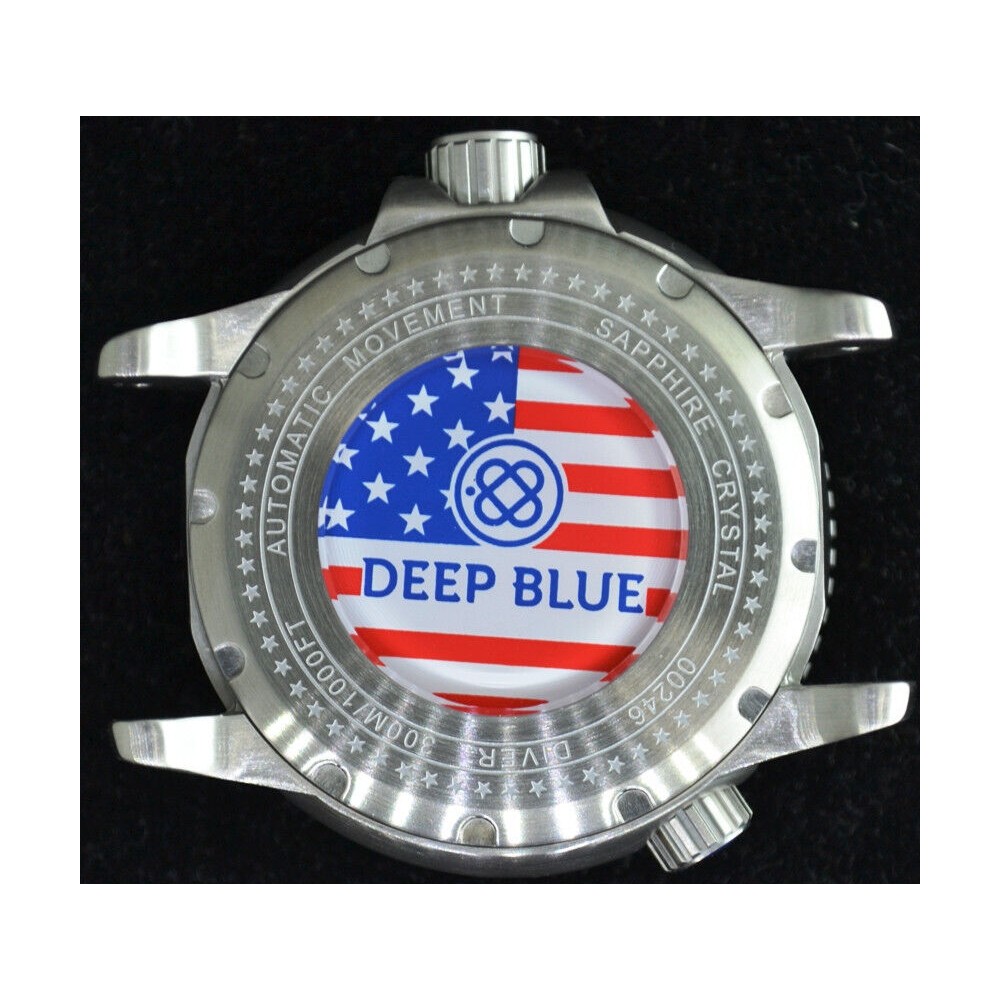 Deep Blue Master 1000 44mm Automatic Mens Diver Watch Black Blue Red Strap Pepsi