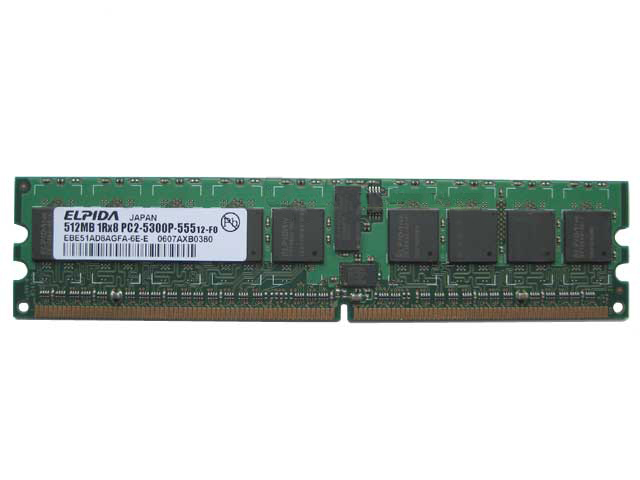 512MB ELPIDA EBE51AD8AGFA-6E-E PC2-5300 667MHz DDR2 REG ECC RAM - Click Image to Close