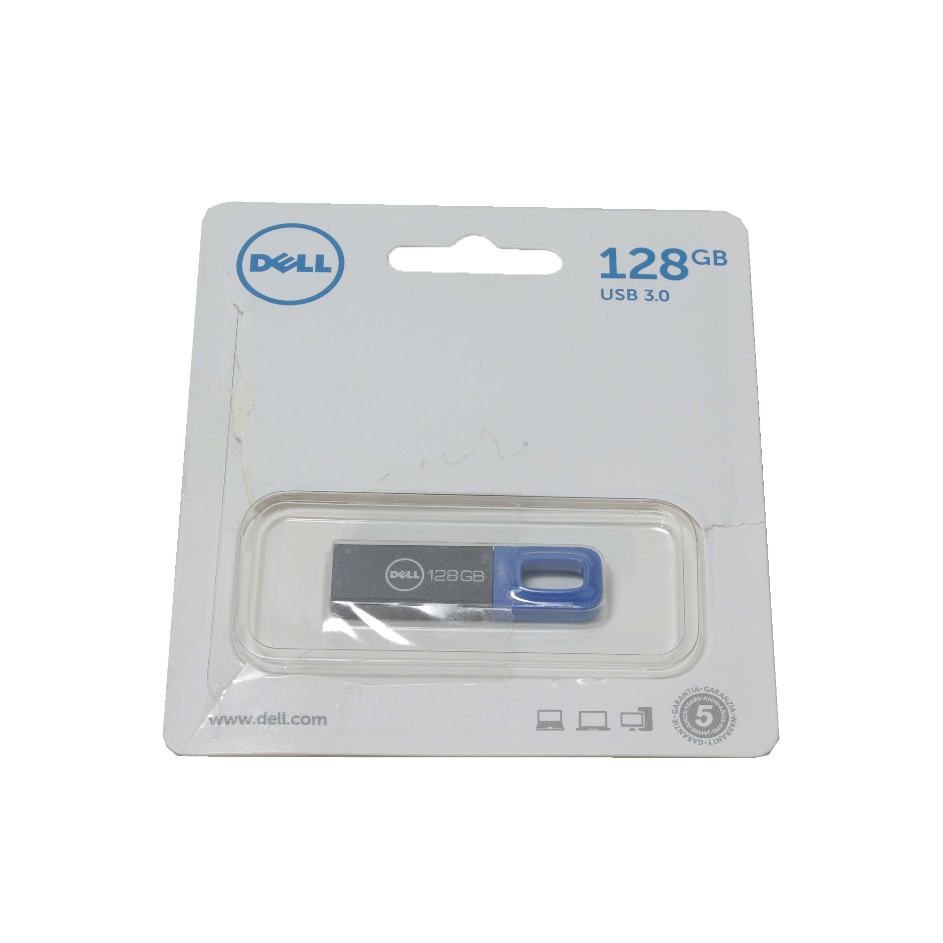 Dell 128GB USB 3.0 Flash Drive Blue SNP101U3B/128G - Click Image to Close