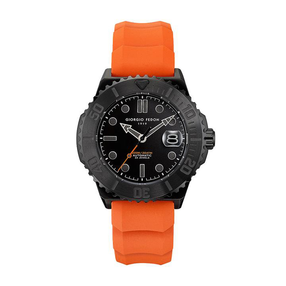 Giorgio Fedon 1919 Aqua Rover II Men's Watch 44.5mm Black Dial Rubber strap GFCT001 - Click Image to Close