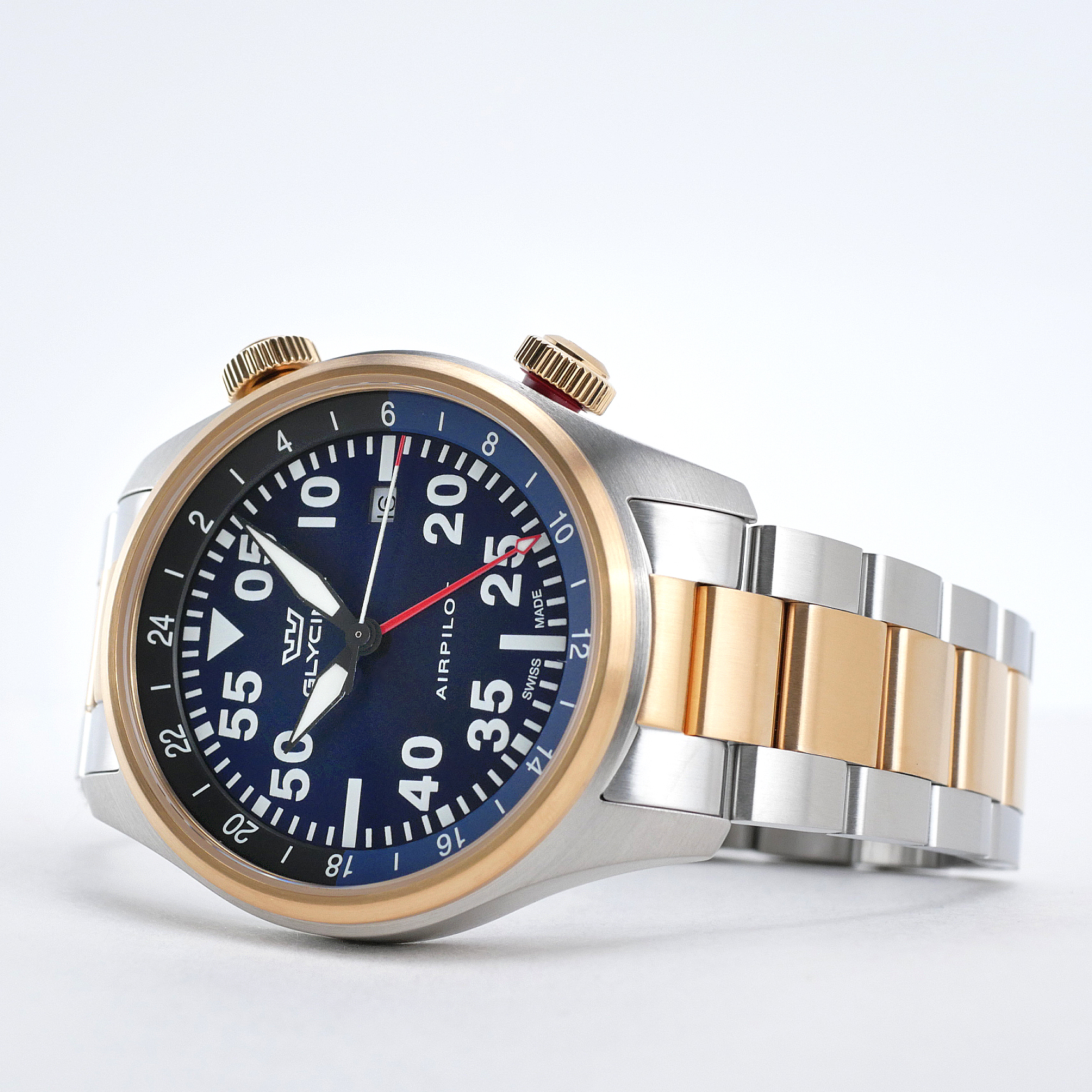 Glycine Airpilot GMT Swiss Men's Watch Blue Dial / Two-Tone GL0349