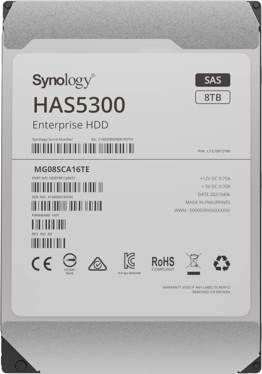 SYNOLOGY HAS5300 8TB SAS 3.5IN NAS HDD Hard Drive HAS5300-8T - Click Image to Close