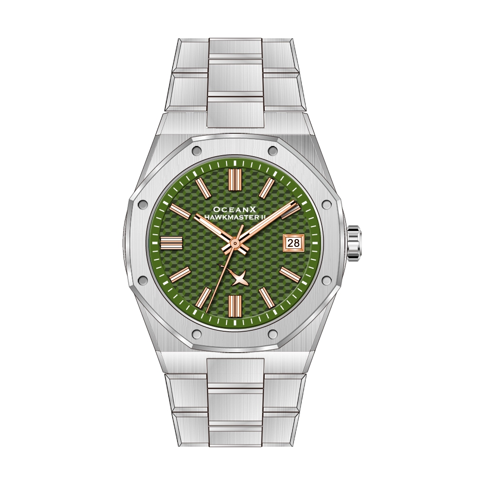 Oceanx Hawkmaster II 39mm Automatic Men's Watch Green Dial HMS2113