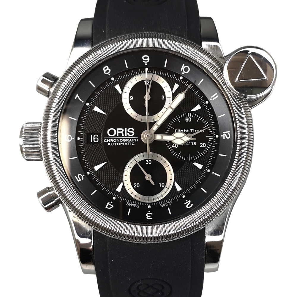 Oris Flight Timer R4118 44mm ETA 7750 Automatic Black Guilloche Dial Men's Watch Limited Edition