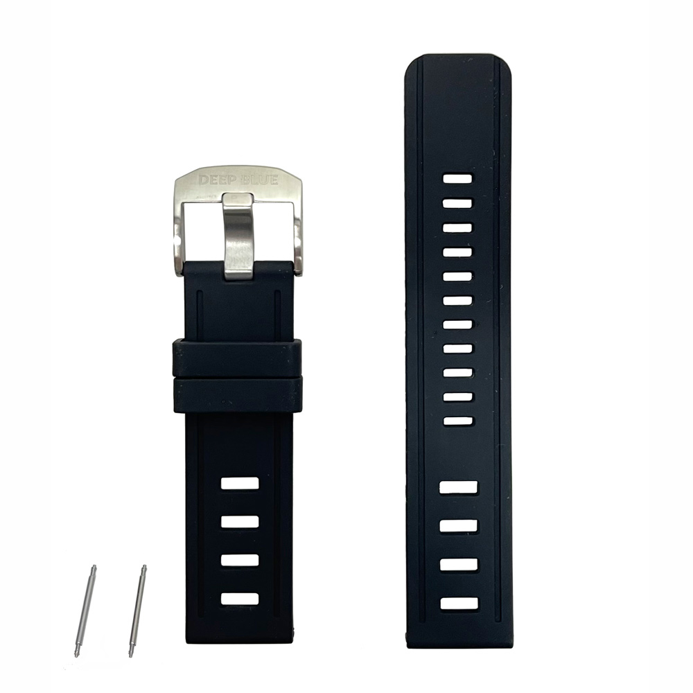 Deep Blue Black Soft Silicone Band Strap 22mm - Click Image to Close