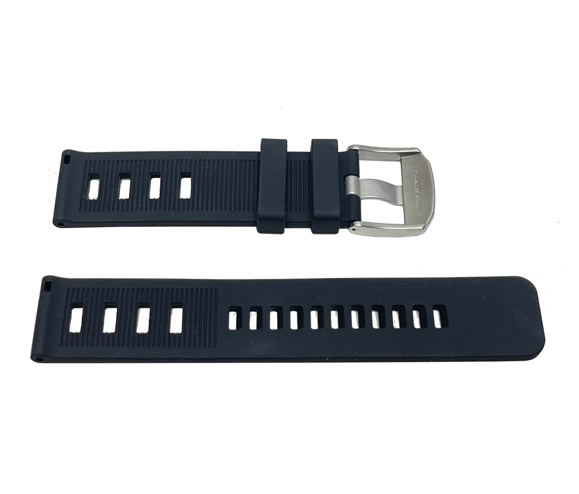 Deep Blue Black Soft Silicone Band Strap 22mm - Click Image to Close