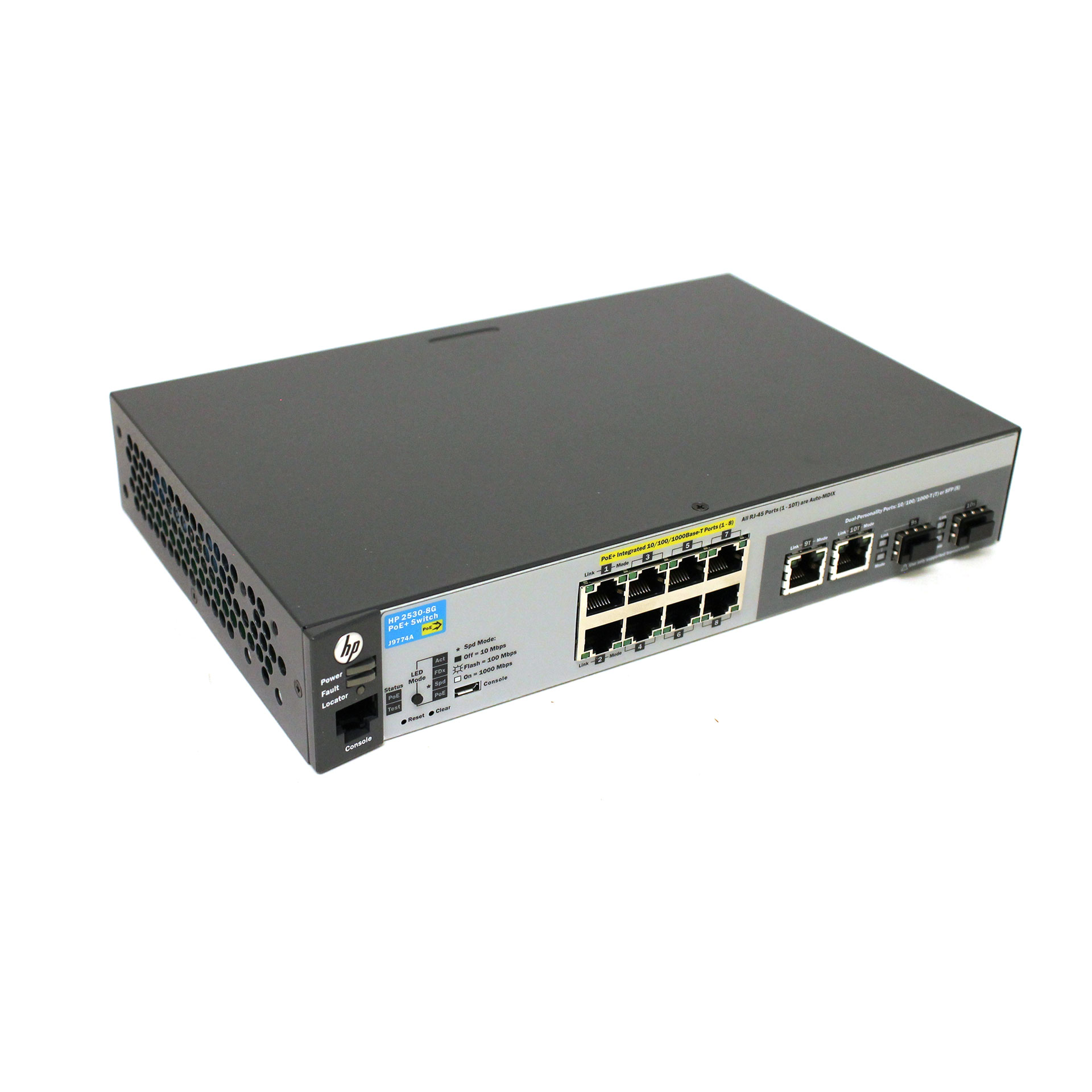Ethernet Network Switch P/N HP Aruba 2530-8G-PoE J9774A#ABA 8-Port PoE 