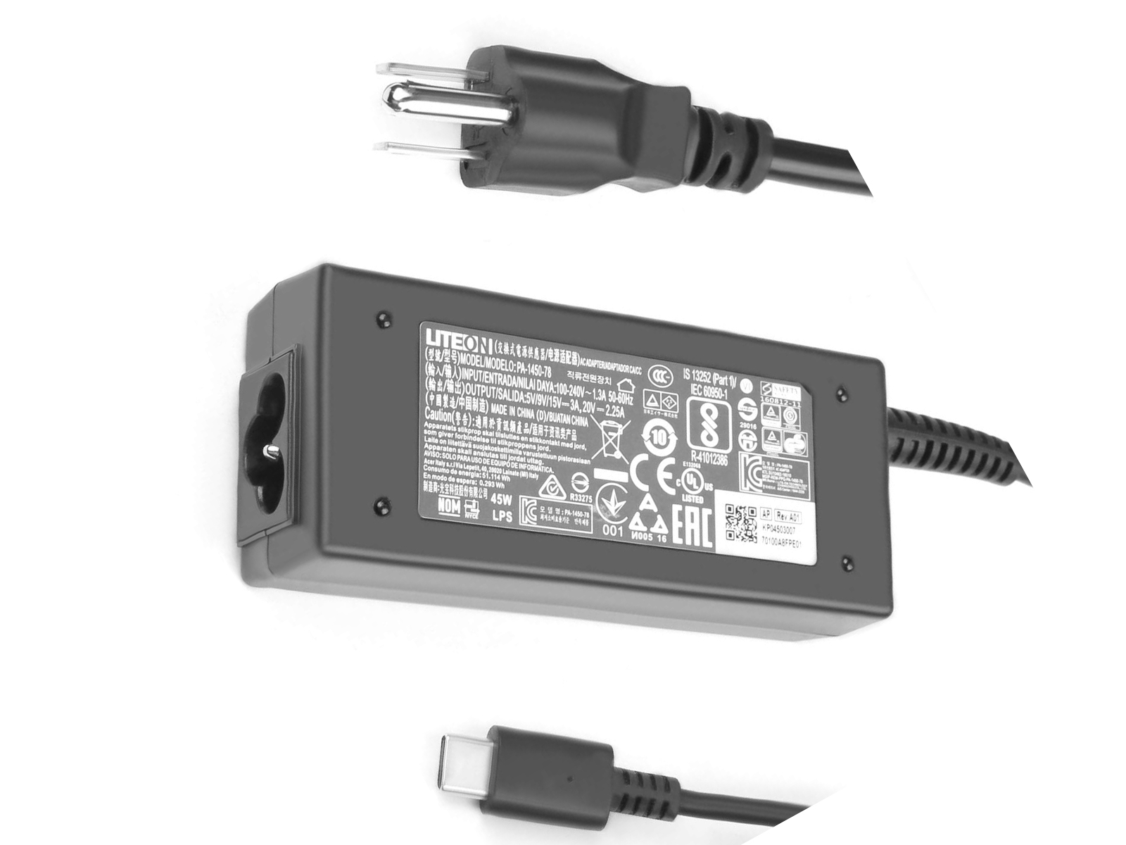 LiteON OEM Acer Lenovo Power Adapter PA-1450-78 USB-C 45W Brick