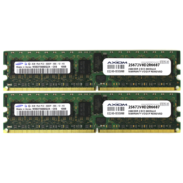 Samsung 4GB 2x2GB PC2-5300 DDR2 ECC Reg Memory M393T5660QZA-CE6 - Click Image to Close