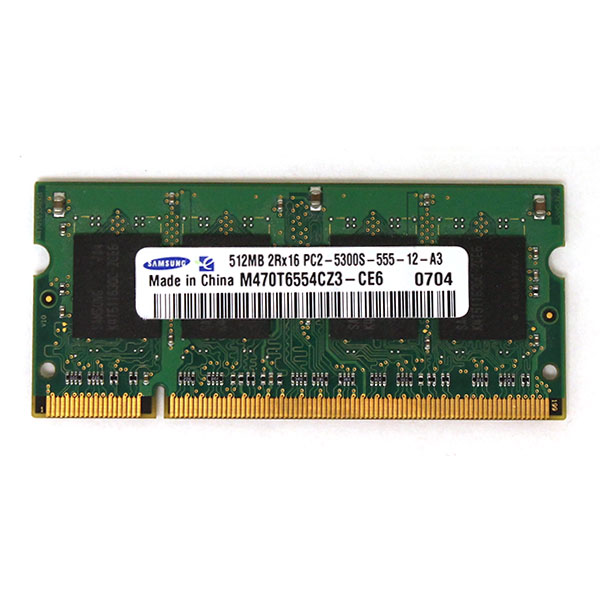 Samsung 512MB DDR2 PC2-5300S-555-12-A3 Laptop Memory Module - Click Image to Close