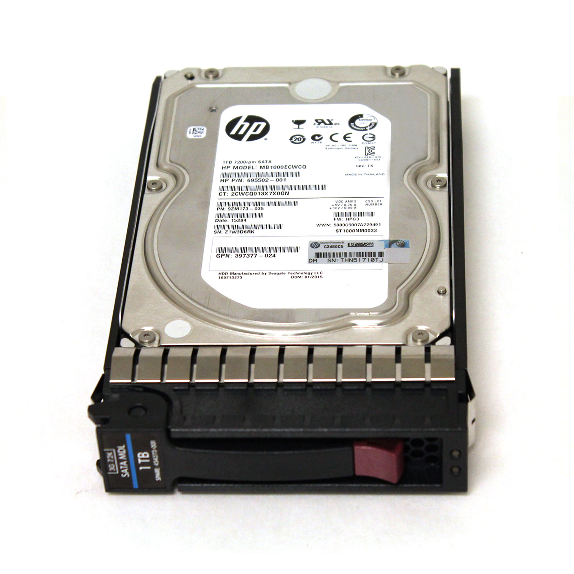 HP MB1000ECWCQ 1TB 7.2K 3G LFF SATA HDD ST1000NM0033 695502-001