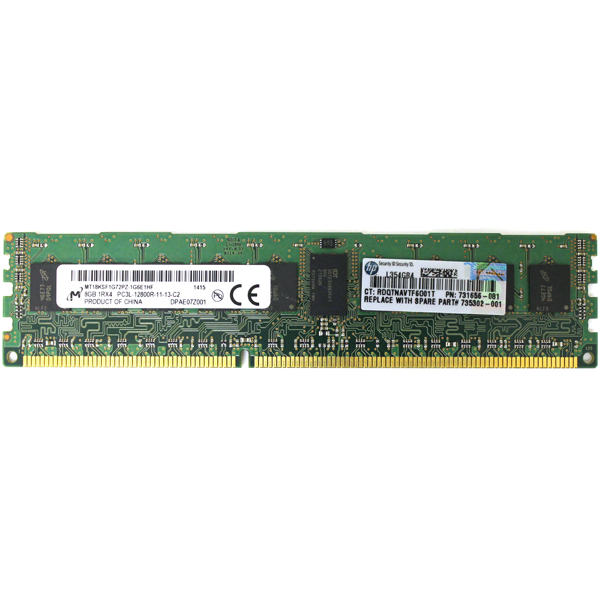 Micron 8GB PC3L-12800R DDR3 ECC MT18KSF1G72PZ-1G6E1HF 735302-001