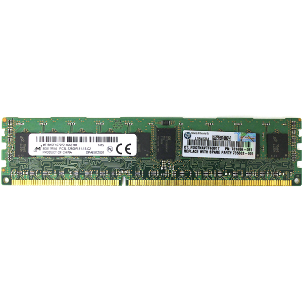 Micron 8GB PC3L-12800R DDR3 ECC MT18KSF1G72PZ-1G6E1HF 735302-001 - Click Image to Close