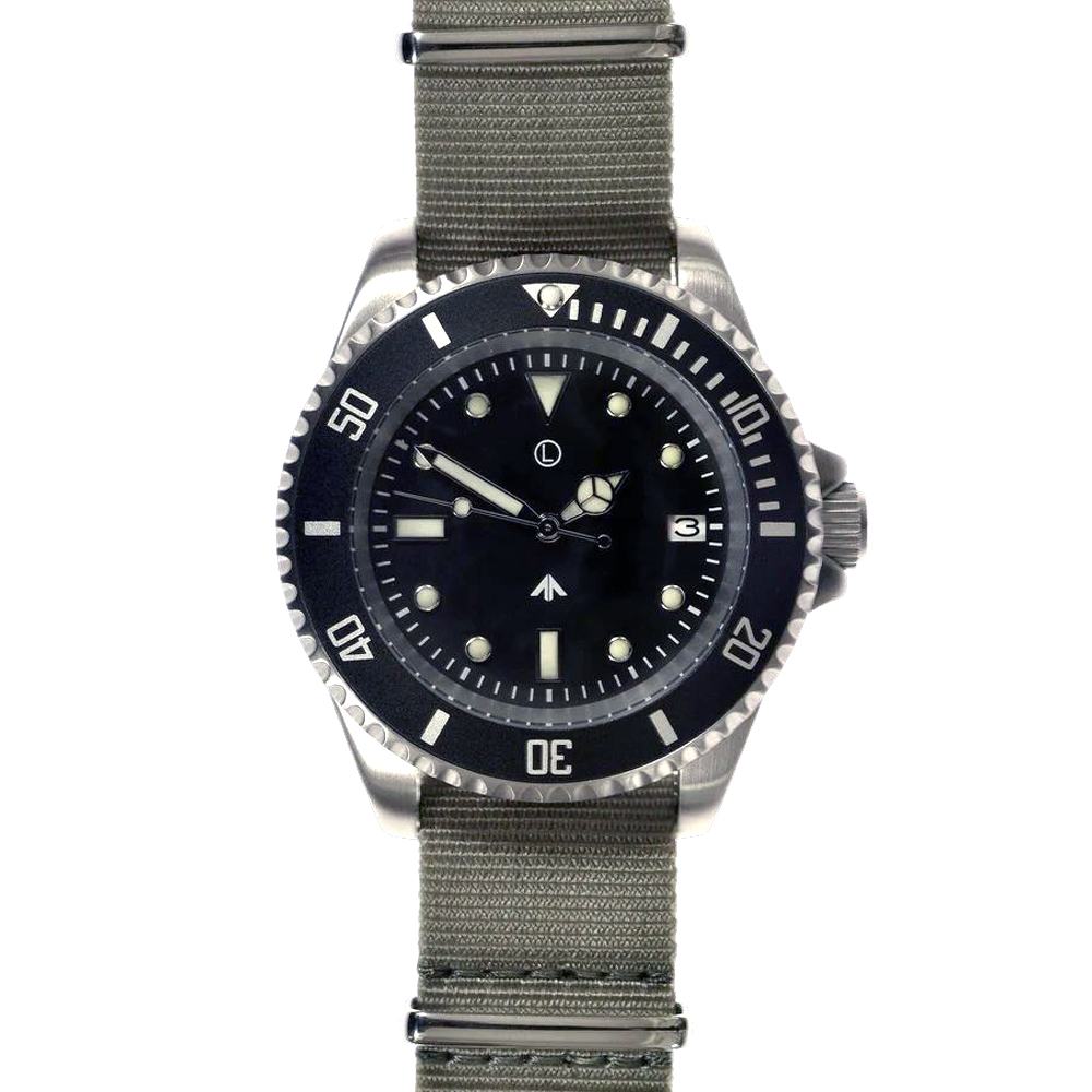 MWC 24 Jewel 300m Automatic Military Swiss Divers Watch Sapphire Crystal Ceramic Bezel NATO Webbing Strap - Click Image to Close