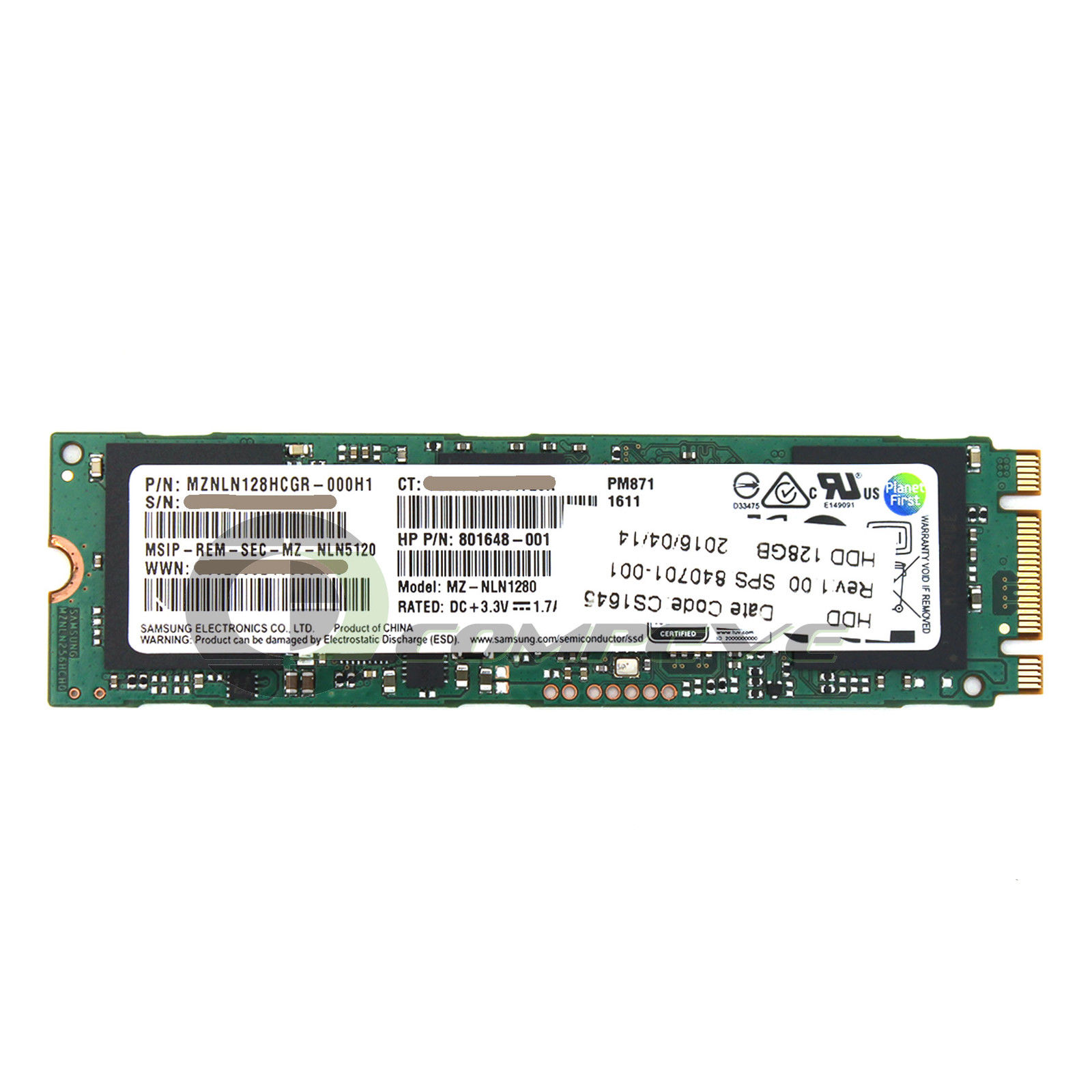 Samsung HP 128GB MZ-NLN128 M.2 6Gbps SSD 801648-001 840701-001 - Click Image to Close