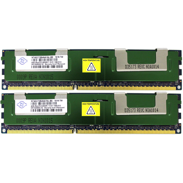 Nanya 8GB (2x4GB) PC3-8500 DDR3 ECC Reg Memory NT4GC72B4NA1NL-BE - Click Image to Close