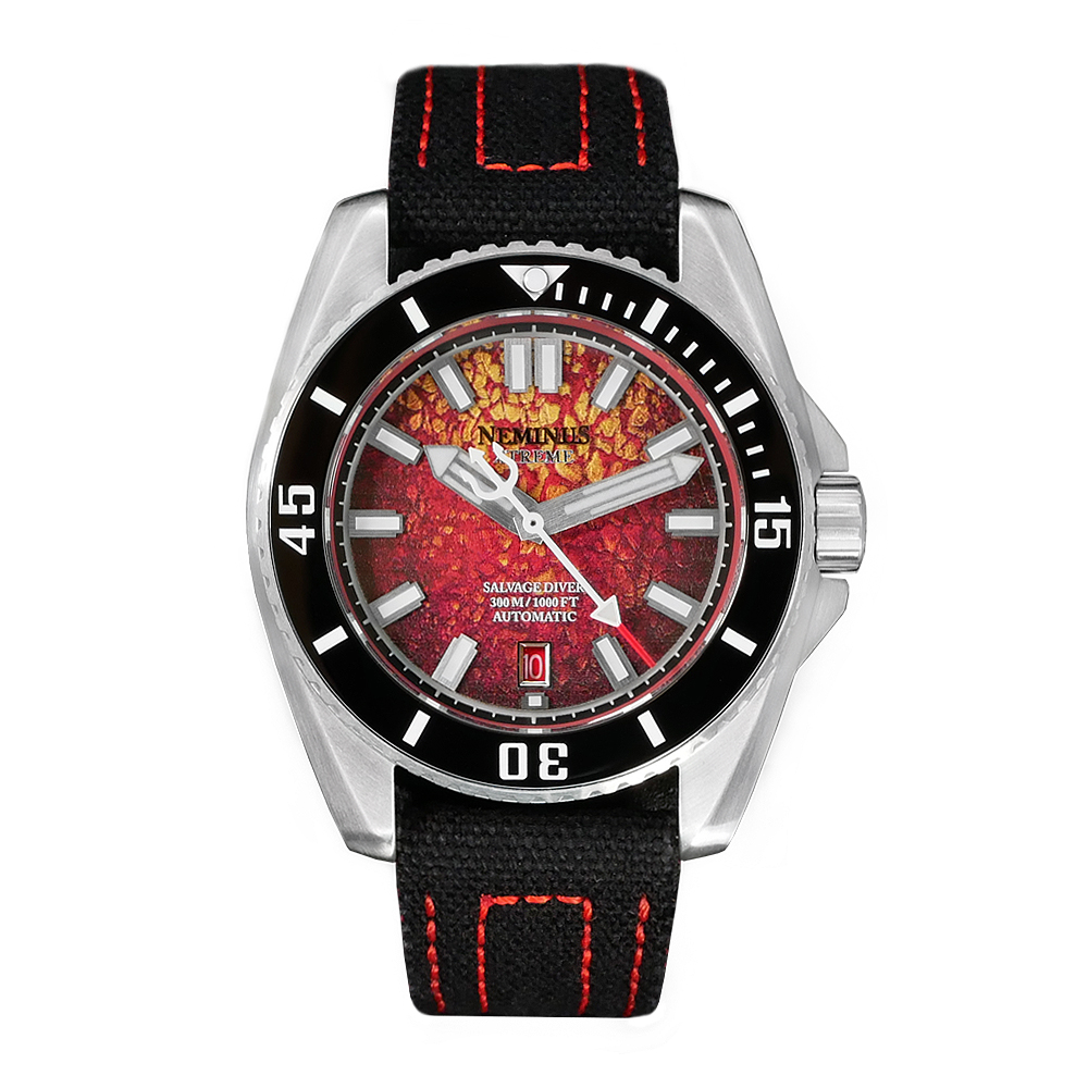 Neminus Xtreme Diver 300 Red Salvage Automatic Diver Watch 44mm - Click Image to Close