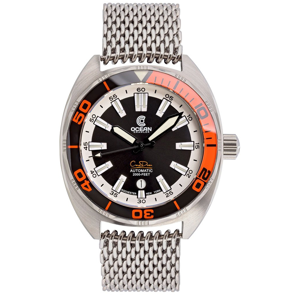 Ocean Crawler Core v3 Automatic Diver Men's Watch 44mm Red-Black Bezel/Black-White Dial - Click Image to Close