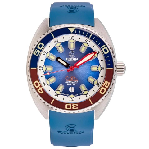 Ocean Crawler Core Diver Automatic Men's Watch Blue/Red Refractor