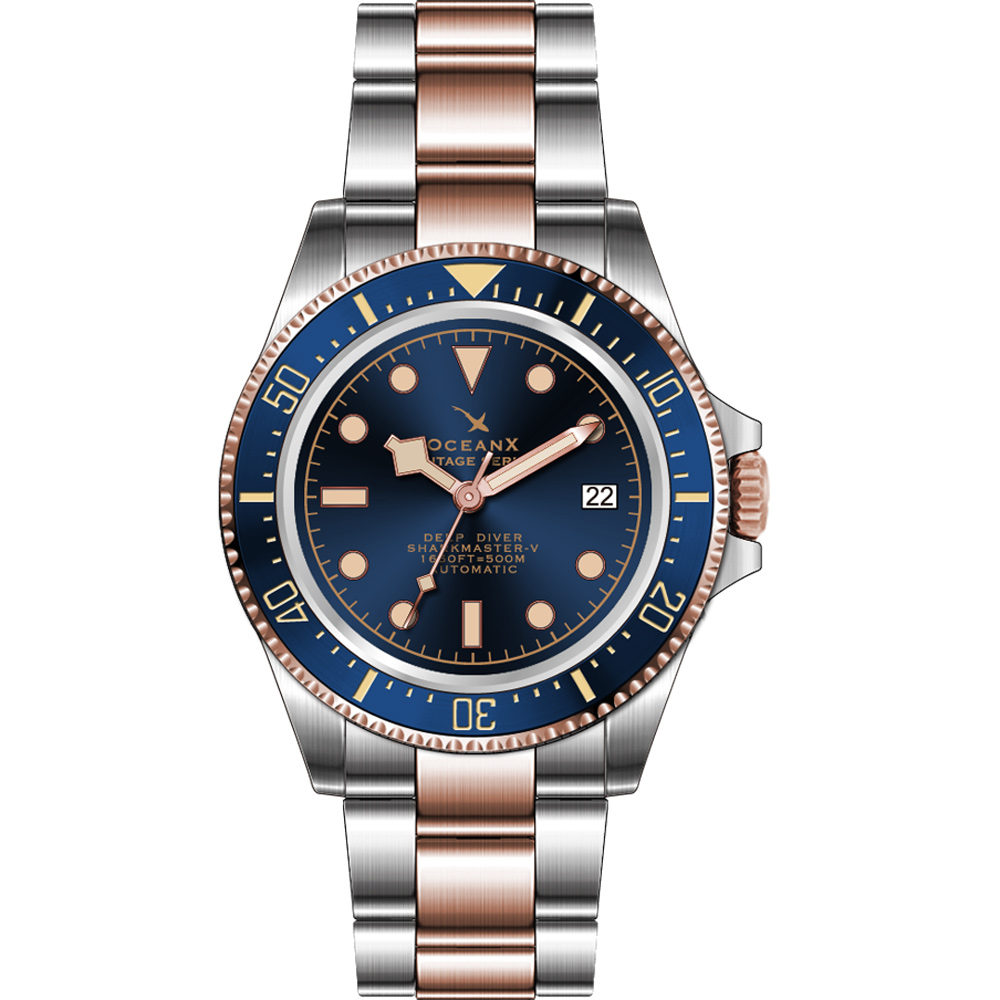 OceanX Sharkmaster-V Automatic Men's Diver Watch 42mm Blue Dial VSMS513 - Click Image to Close