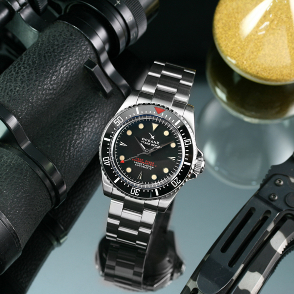 OceanX Sharkmaster-V Automatic Men's Diver Watch 42mm Black Dial VSMS541