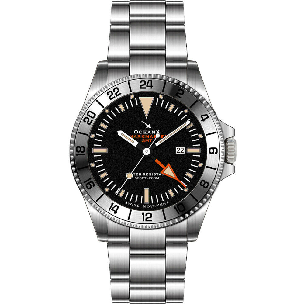 OceanX Sharkmaster GMT Swiss Movement Men's Diver Watch 42mm SMS-GMT-111 - Click Image to Close