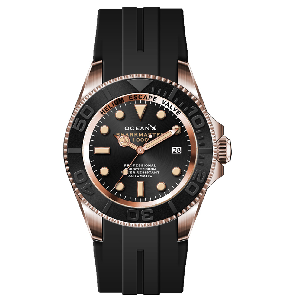 OceanX Sharkmaster 1000 Automatic Men's Diver Watch 44mm Black Dial SMS1064 - Click Image to Close