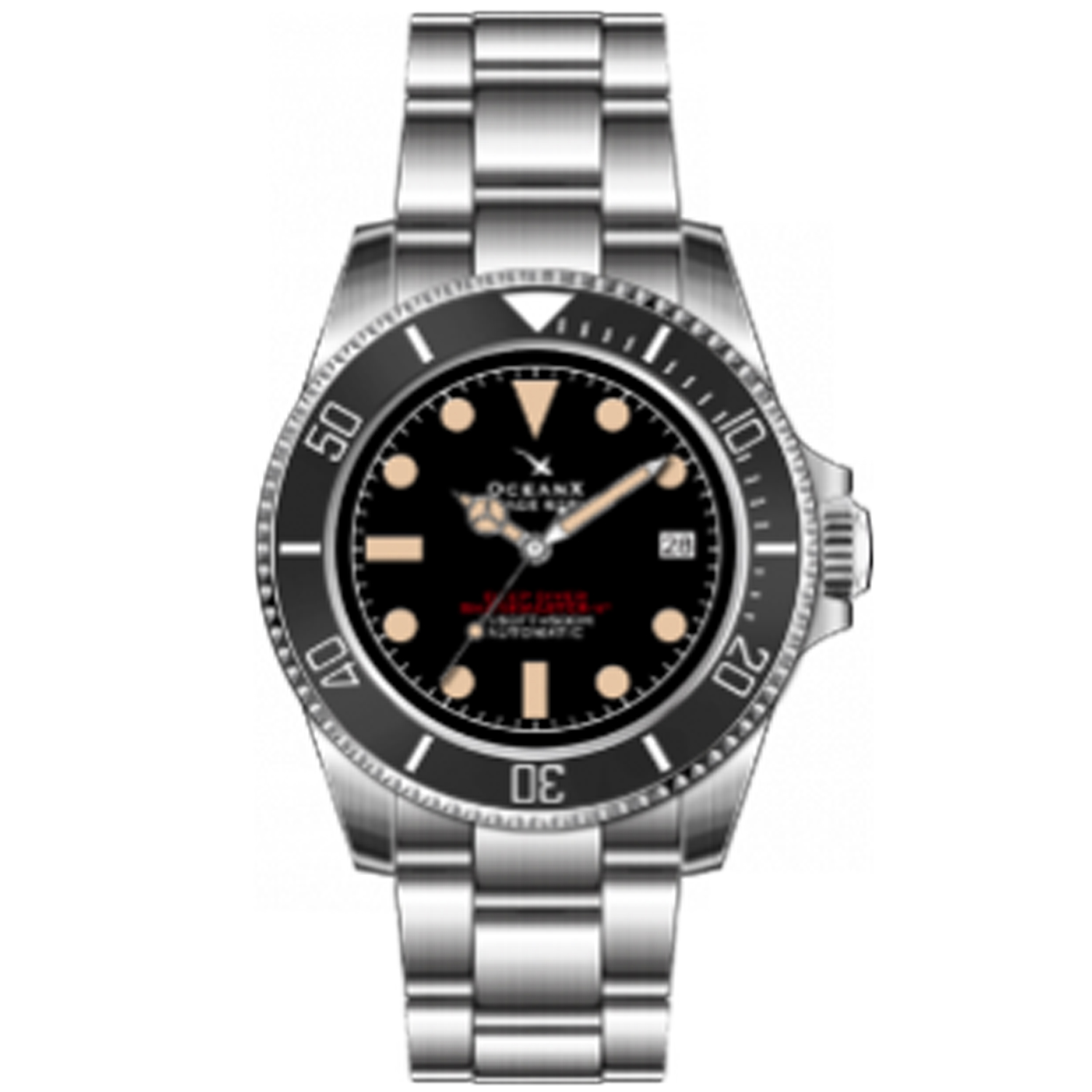 OceanX Sharkmaster-V2 Men's Diver Watch 40mm Black Dial / Black Bezel V2SMS521 - Click Image to Close