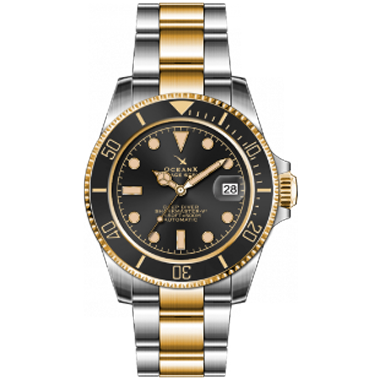 OceanX Sharkmaster-V2 Men's Diver Watch 40mm Two-Tone V2SMS531 - Click Image to Close