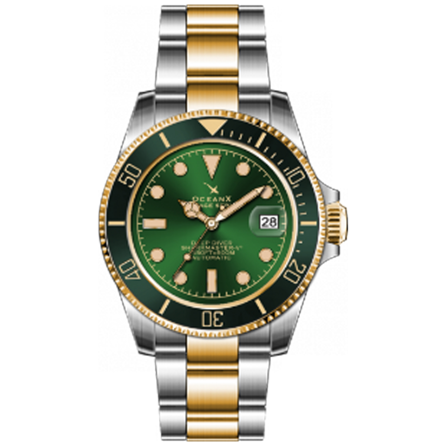 OceanX Sharkmaster-V2 Men's Diver Watch 40mm Two-Tone V2SMS532 - Click Image to Close