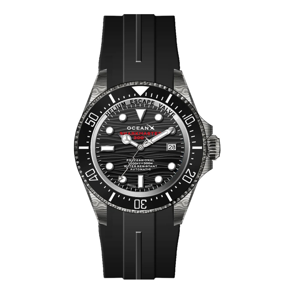 OceanX Sharkmaster 300+ SE 44mm Men's Diver Watch Damascus Special Edition SMS323 - Click Image to Close