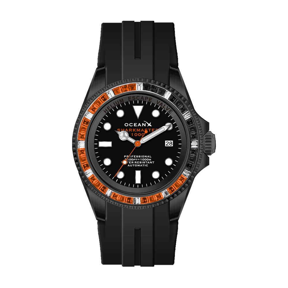 OceanX Sharkmaster 1000 Volcano 44mm Men's Diver Watch Black Limited Edition SMS1033 - Click Image to Close