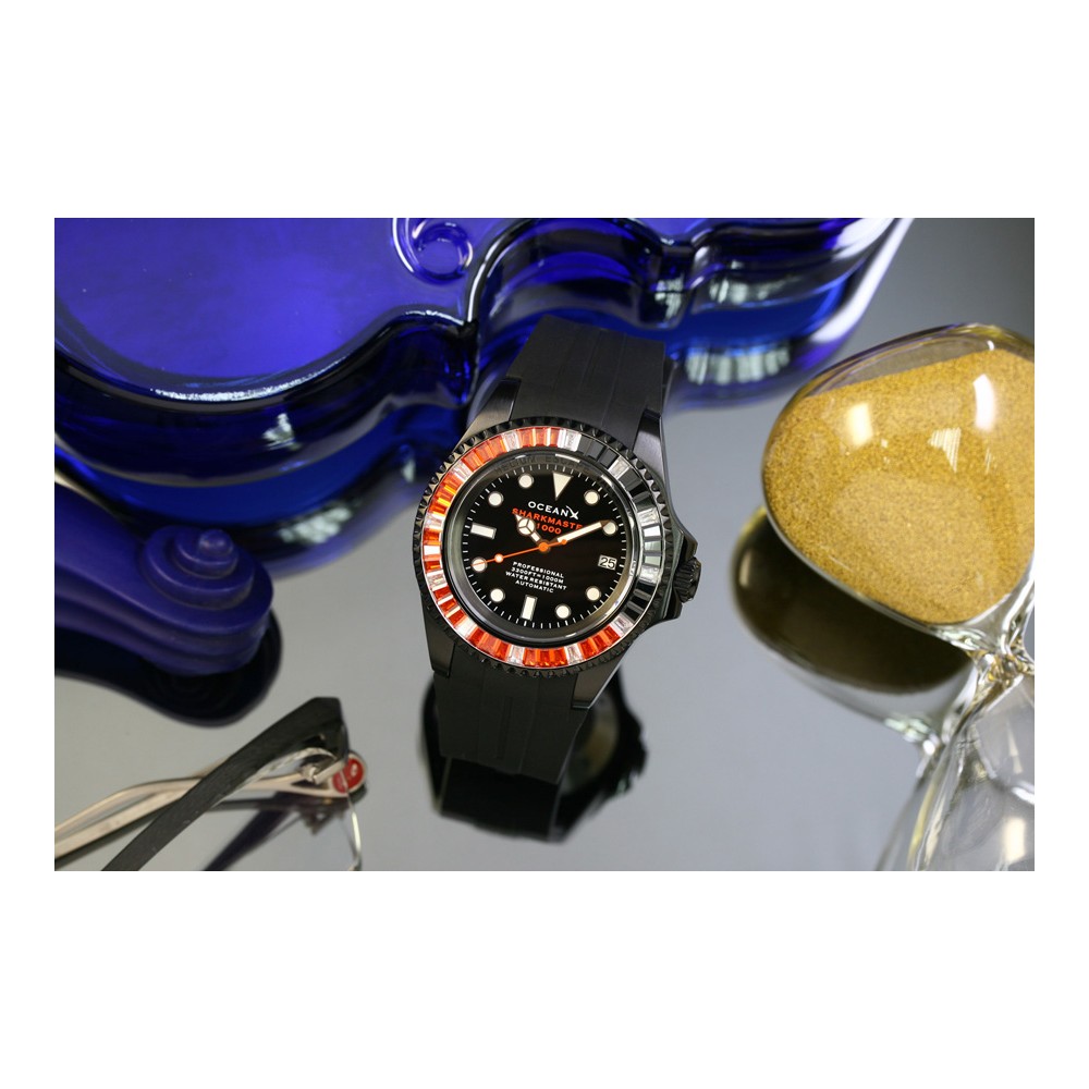 OceanX Sharkmaster 1000 Volcano 44mm Men's Diver Watch Black Limited Edition SMS1033 - Click Image to Close