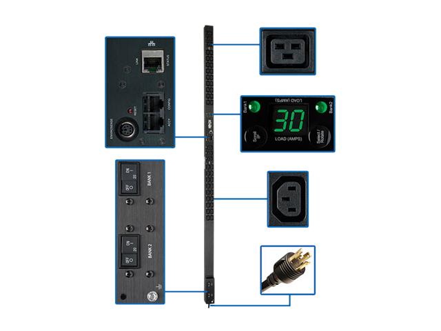 TRIPP LITE PDUMNV30HV2 PDU 30A Single-Phase 208/240 Volts Monito - Click Image to Close