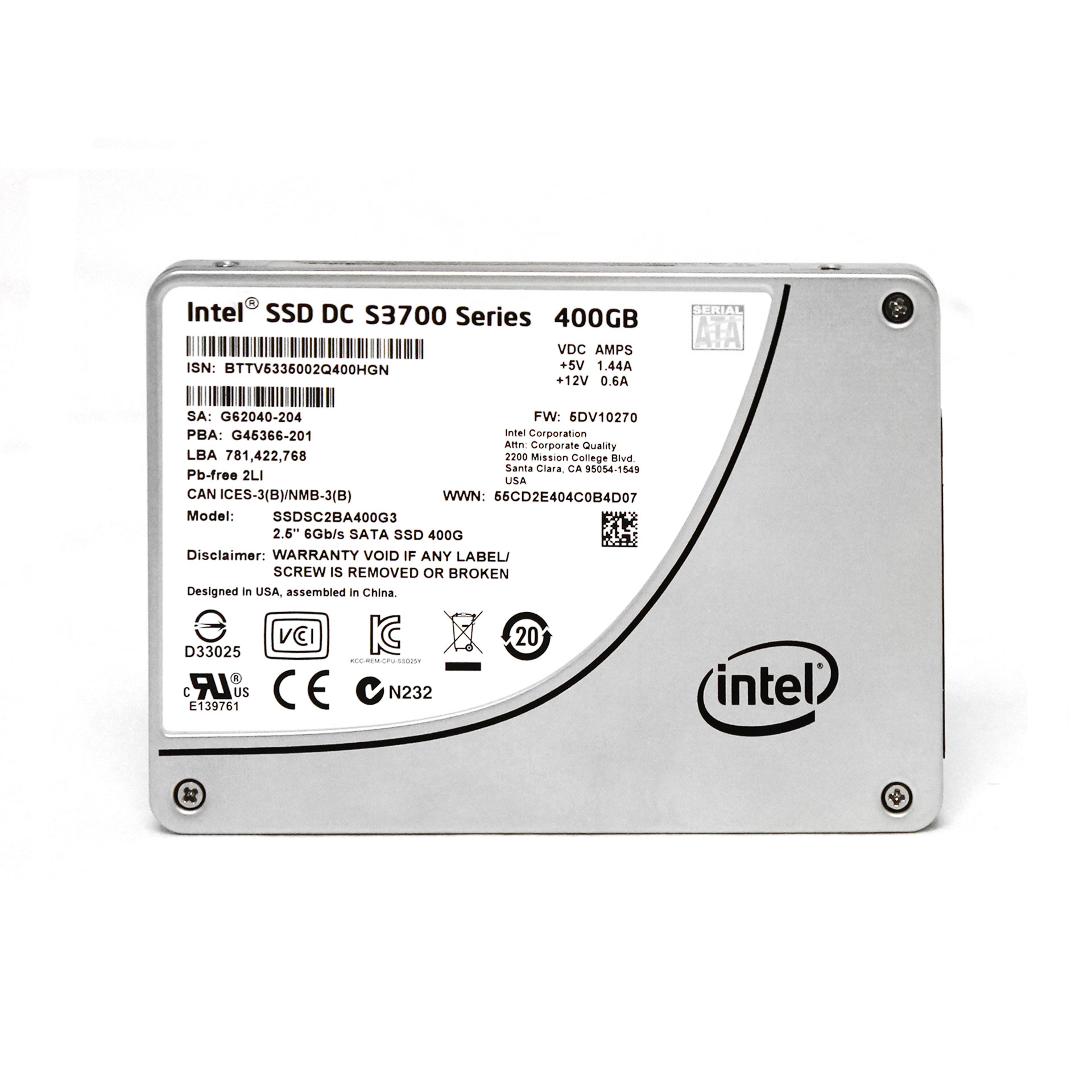 Intel S3700 Series 2.5" 400GB SSDSC2BA400G3 SATA SSD