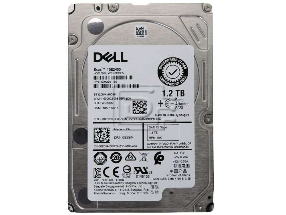 ST1200MM0099 Dell 1.2TB SAS 10K 2.5 Inch 12Gbps Hard Drive for PowerEdge Servers 