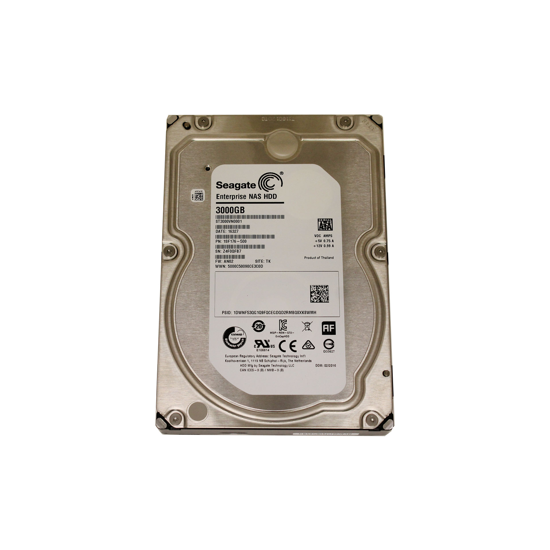 Seagate Enterprise NAS HDD ST3000VN0001 3TB 7200 RPM 3,5"