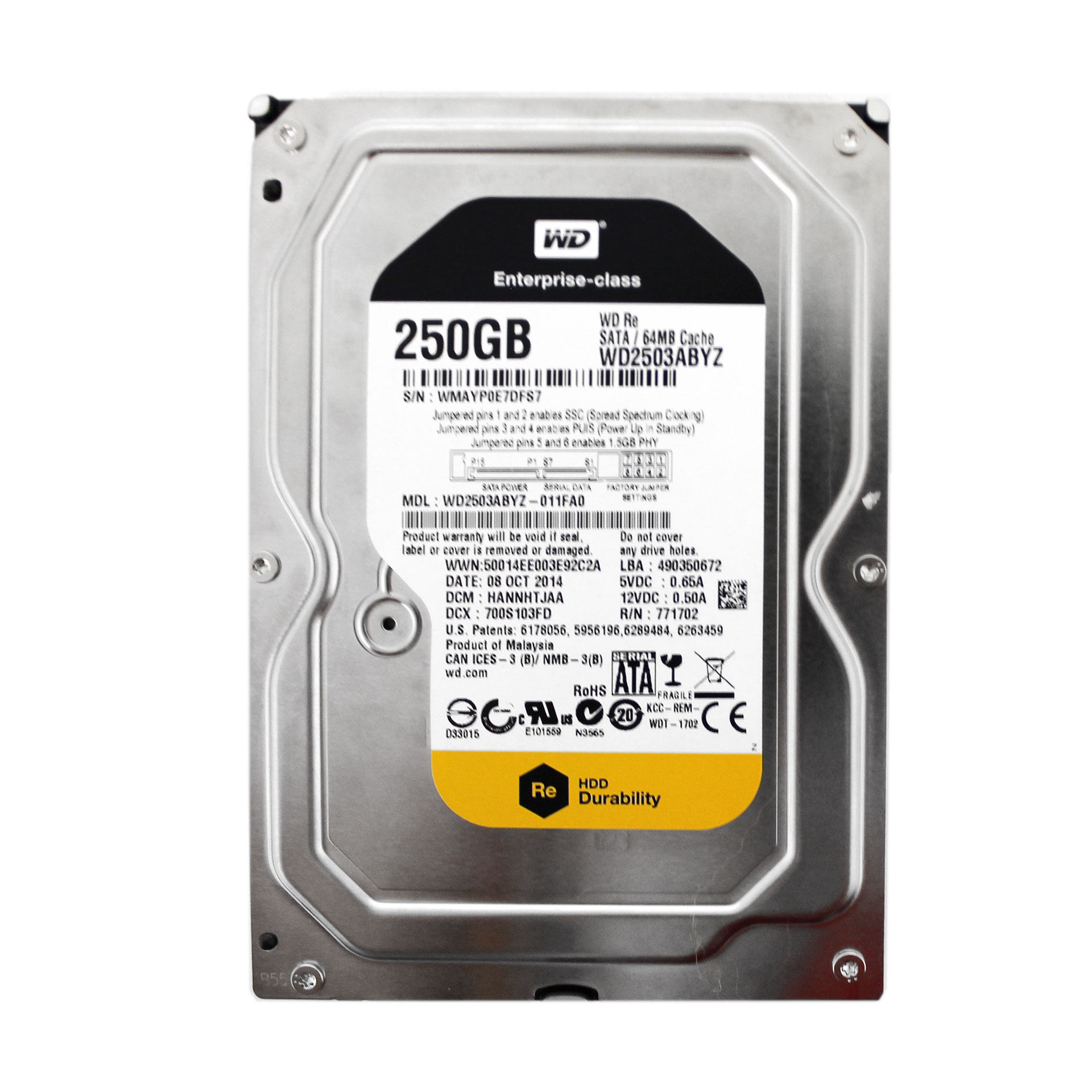 WD RE 250GB WD2503ABYZ-011FA0 7200RPM SATA 3.5" Hard Drive