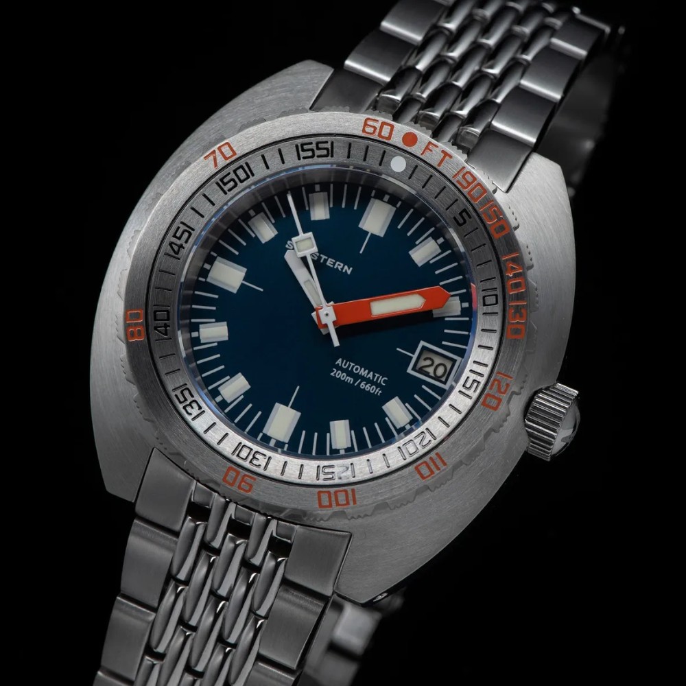 Seestern Dark Blue Vintage Sub 300 42mm Automatic Men's Diver Watch NH35A WR200 - Click Image to Close
