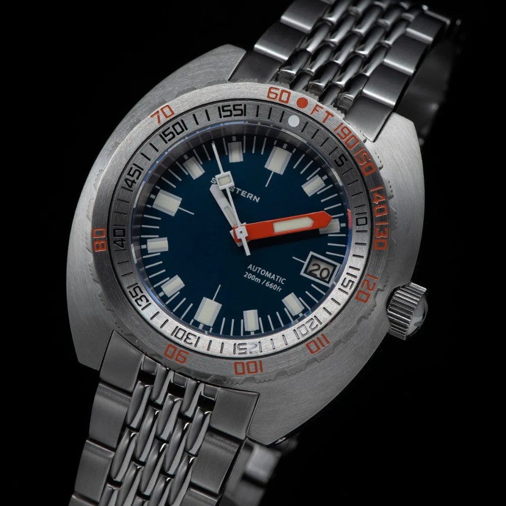 Seestern Dark Blue Vintage Sub 300 42mm Automatic Men's Diver Watch NH35A WR200