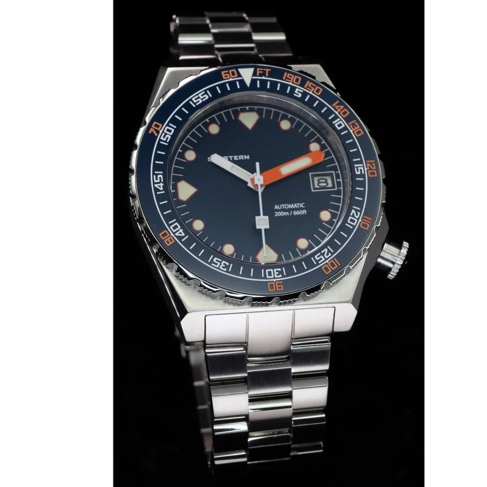 Seestern Vintage Sub 600T Dark Blue Ceramic 40mm Automatic Men's Diver Watch WR200 - Click Image to Close