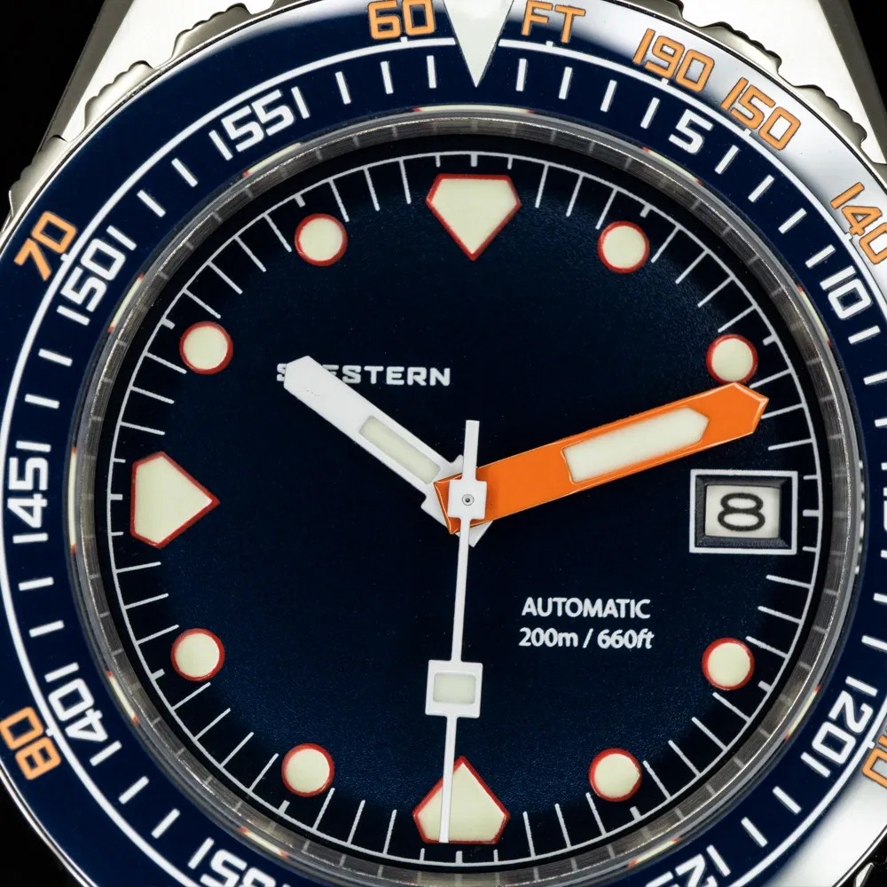 Seestern Vintage Sub 600T Dark Blue Ceramic 40mm Automatic Men's Diver Watch WR200 - Click Image to Close